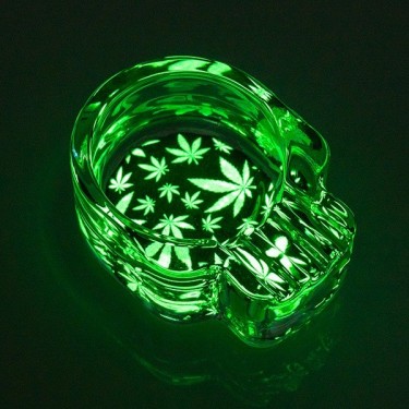 Cenicero de Cristal Calavera Fluorescente glow in the dark