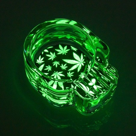 Cendrier Tête de Mort en Verre Fluorescent glow in the dark